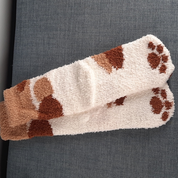 Cat Paw Foot Socks Sox Sock Fuzzy Soft Slipper Thick Warm Cozy Unisex Kids Child - Picture 1 of 4